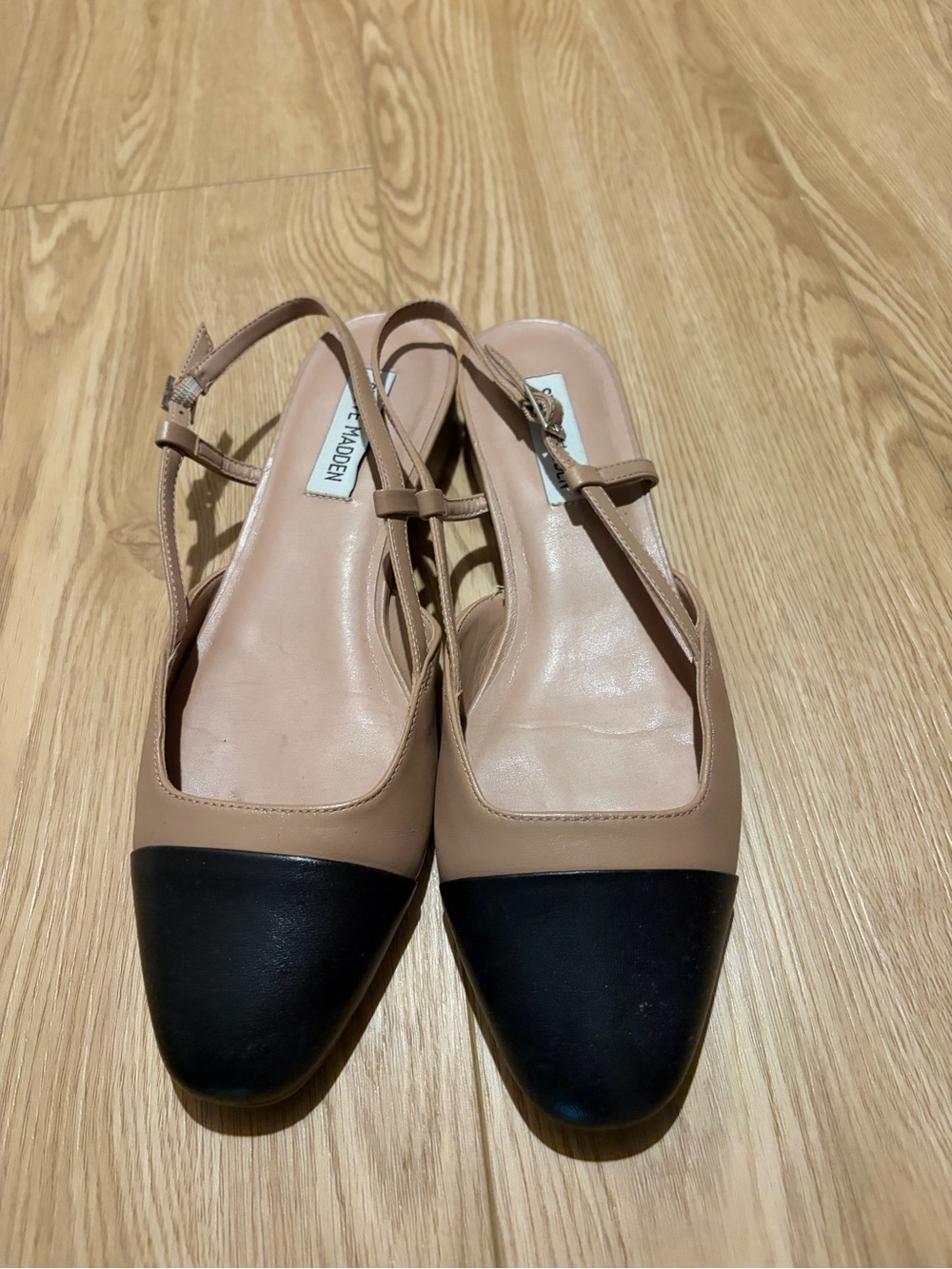 Steve Madden Nude and Black Two-Tone Slingback Flats